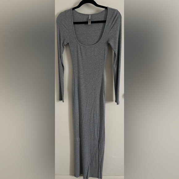 SKIMS Soft Lounge Ribbed Long Sleeve Maxi Dress Heather Gray Women’s Size S - Picture 2 of 6